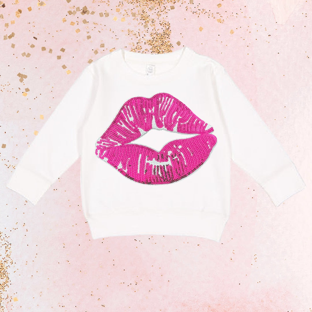 White"Lips" Patch Sweatshirt