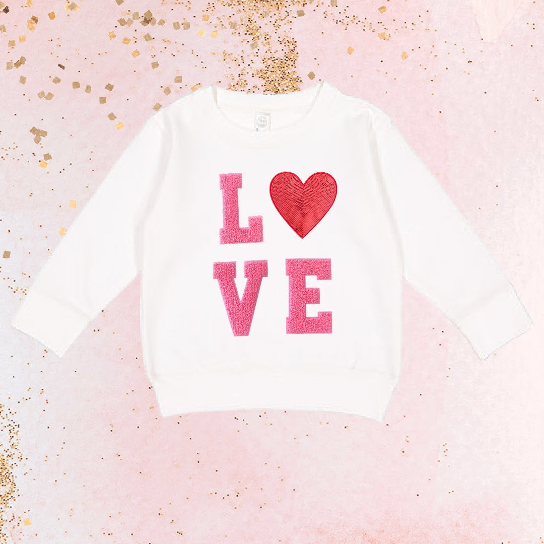 White "Love" Patch Sweatshirt