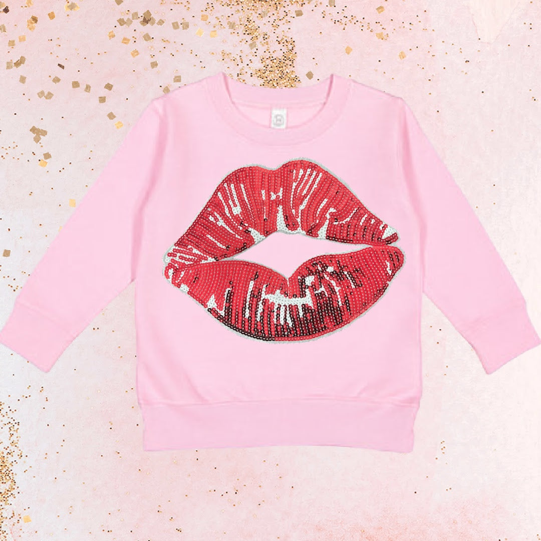 Pink"Lips" Patch Sweatshirt