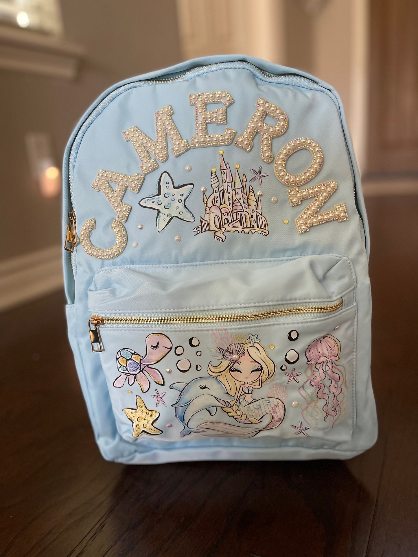 Personalized Backpack, Name Backpack, Back to School School, Backpack Customizable Backpack, Patch Backpack, Mermaid Backpack,Nylon Backpack