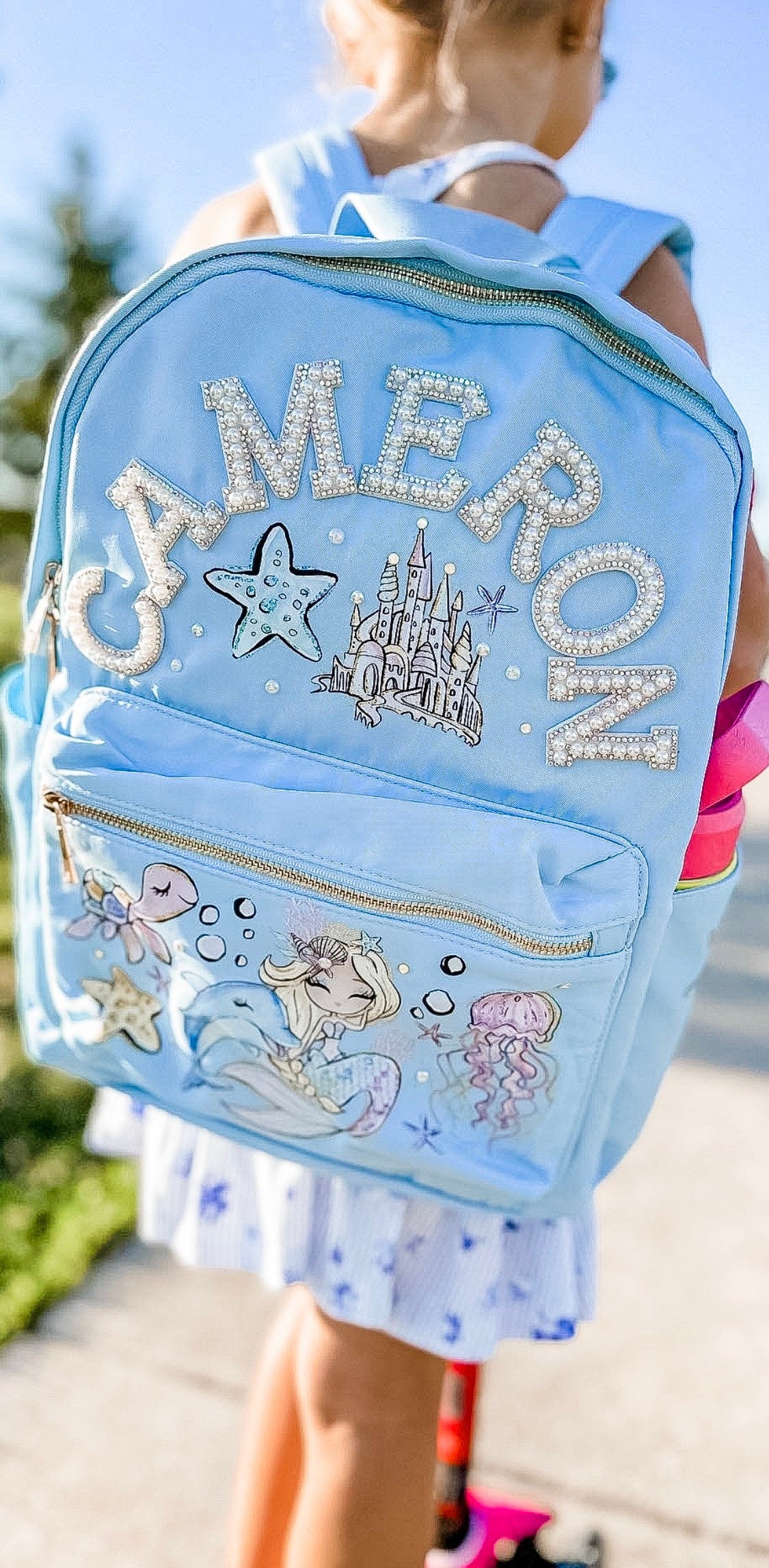 Personalized Backpack, Name Backpack, Back to School School, Backpack Customizable Backpack, Patch Backpack, Mermaid Backpack,Nylon Backpack