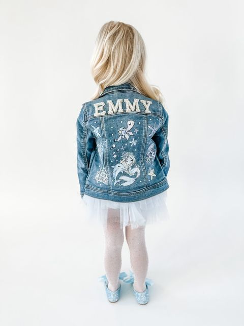 Toddler Graphic Denim Jacket-Mermaid