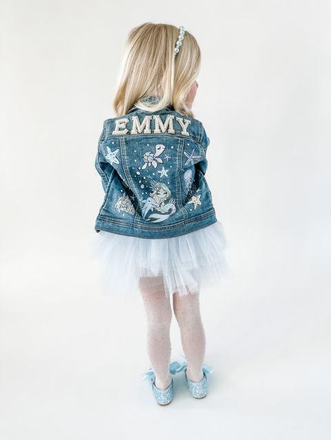 Toddler Graphic Denim Jacket-Mermaid