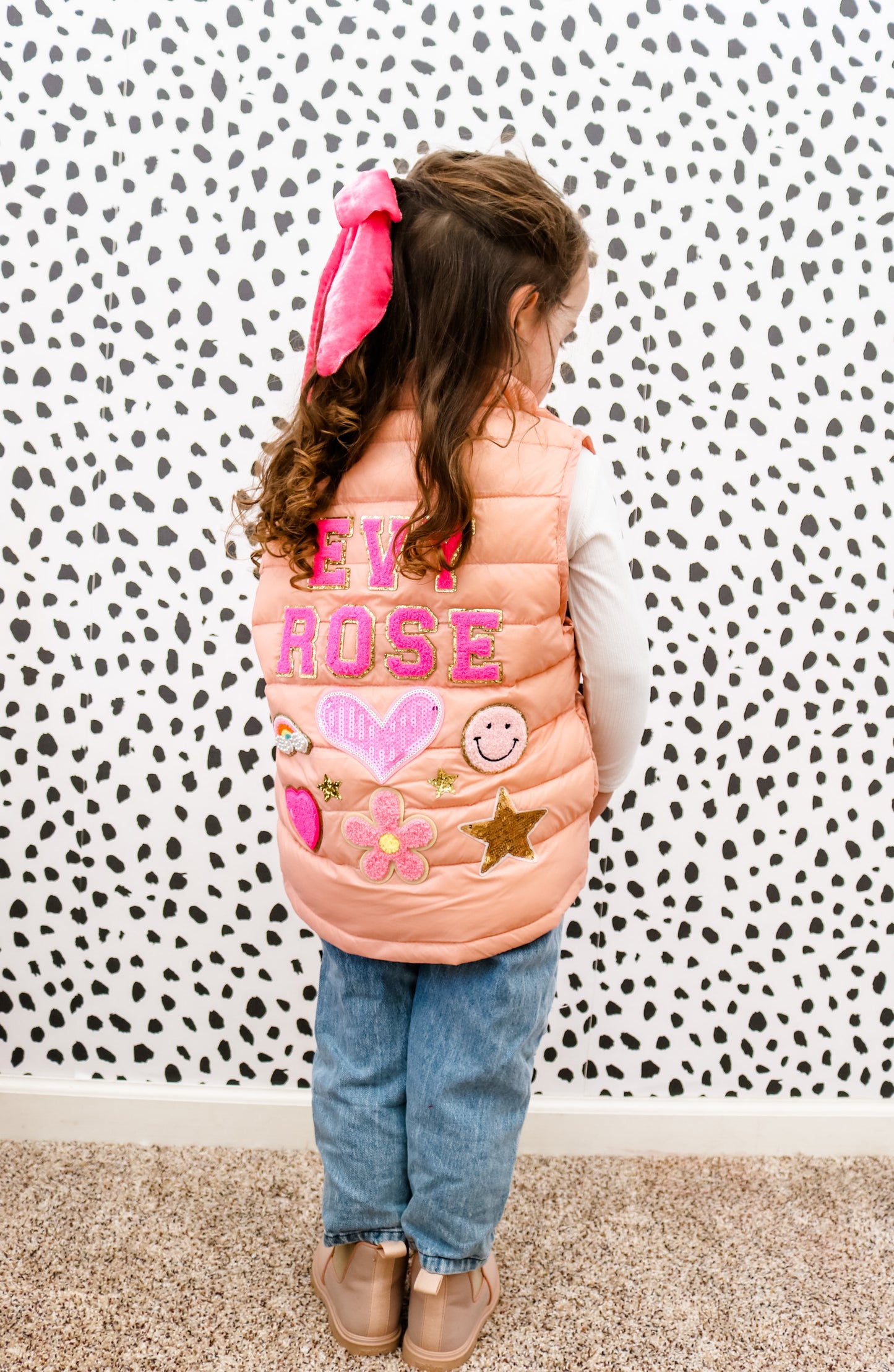 Girls Letter Jacket,Name Jacket, Custom Jacket, Personalized Puffer Vest, Custom Jacket, Girls Jacket, Puff Vest, Patch Jacket, Pink Jacket Active