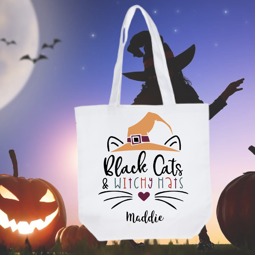 DIY Personalized Halloween Stencil Tote Bag- White Canvas