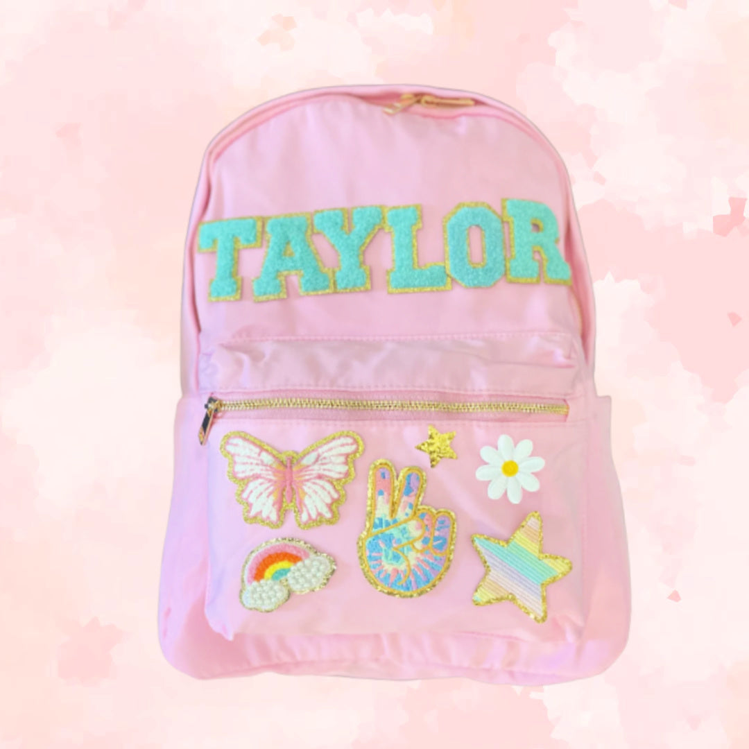 Pink Backpack with Patches