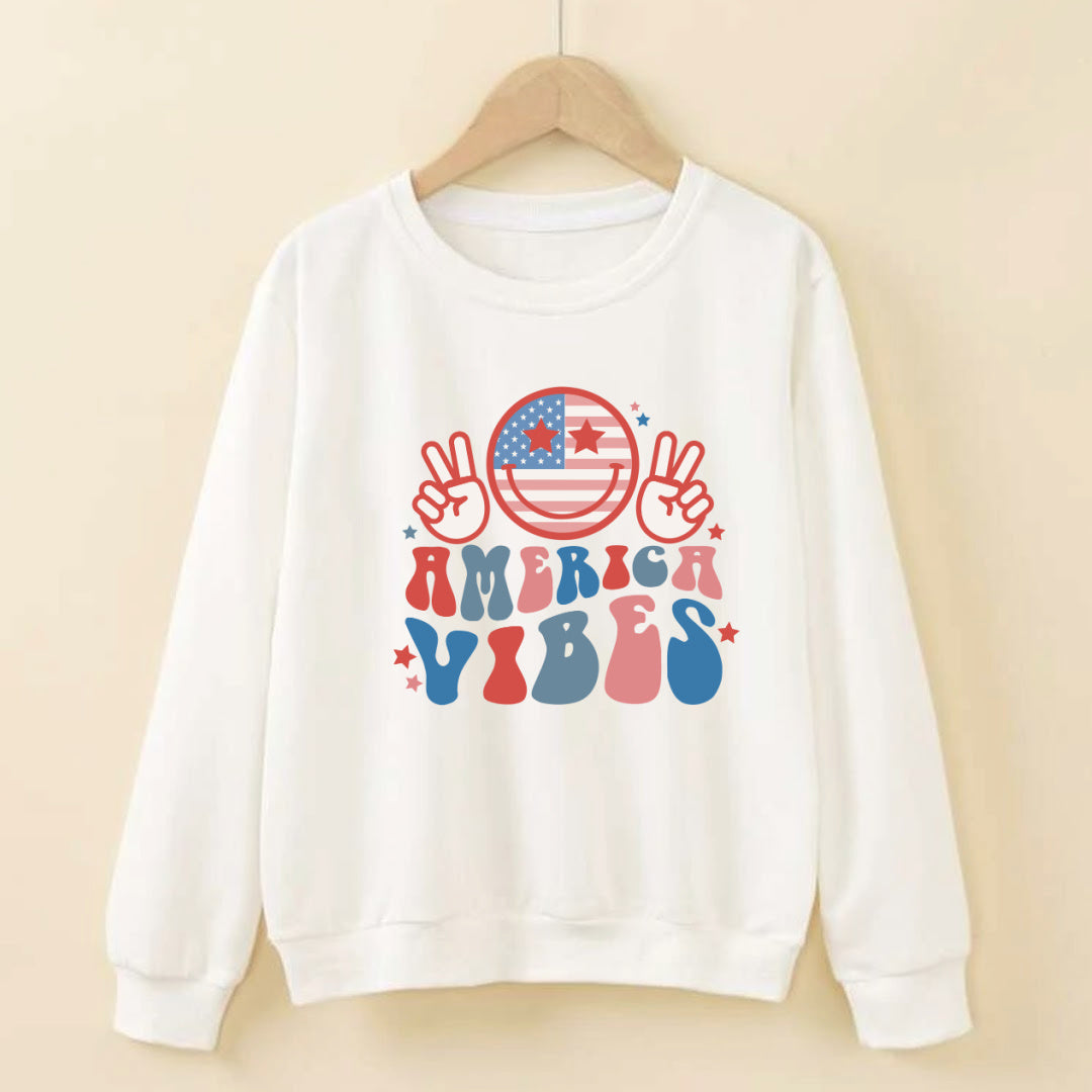 Big Kids 4th of July Pullover-White