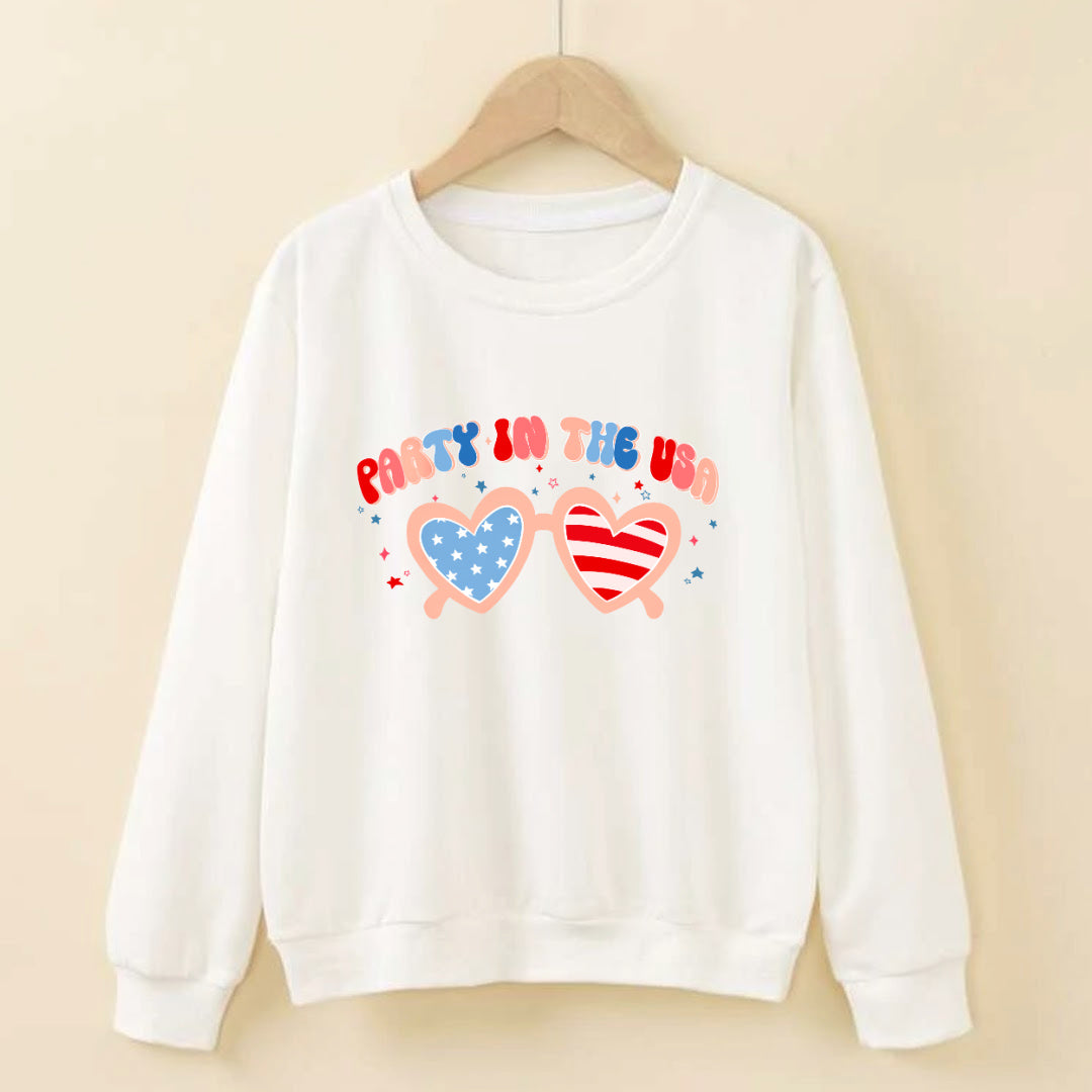 Big Kids 4th of July Pullover-White