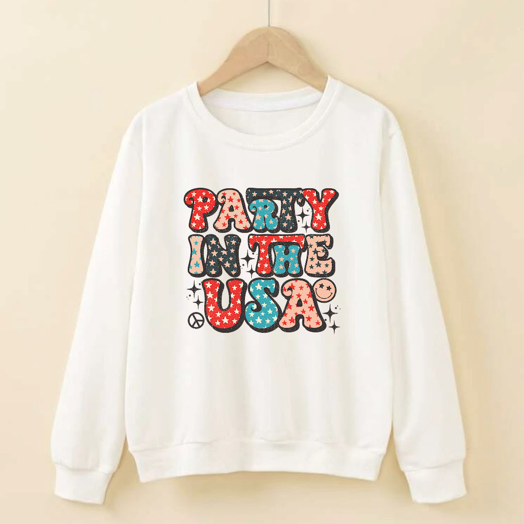 Big Kids 4th of July Pullover-White