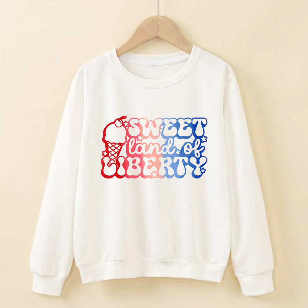 Big Kids 4th of July Pullover-White