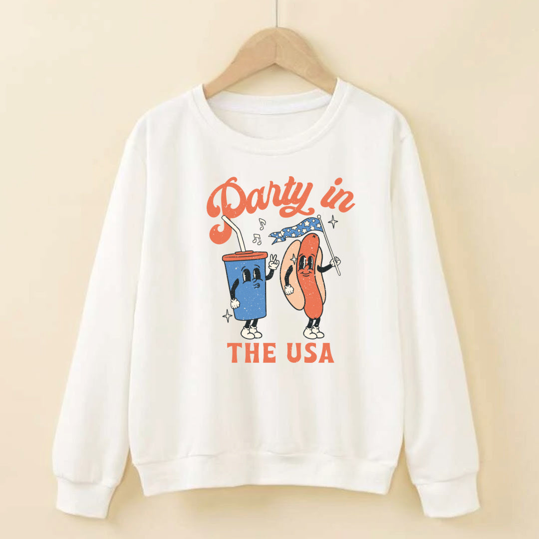 Big Kids 4th of July Pullover-White