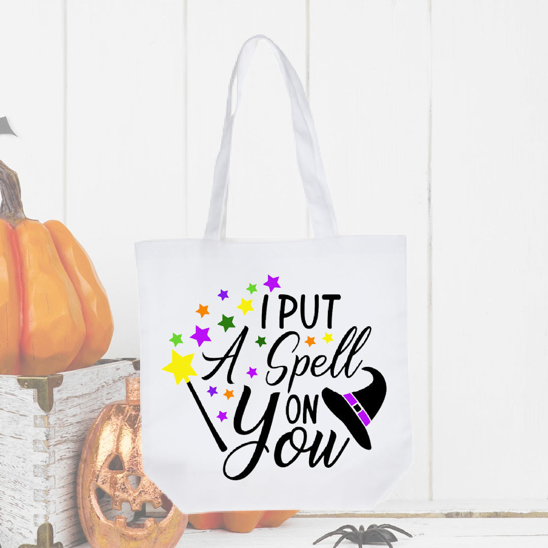 DIY Personalized Halloween Stencil Tote Bag- White Canvas