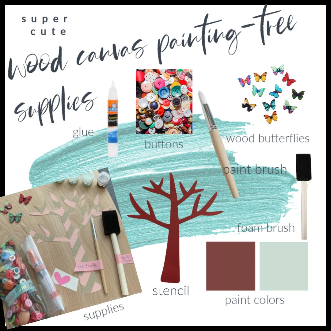 Wood Canvas-Tree with Buttons