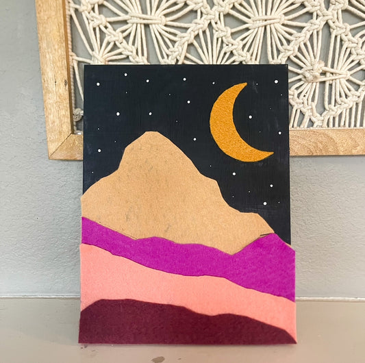 Mountain Landscape Collage- Wood Board w Felt-Tax Exempt