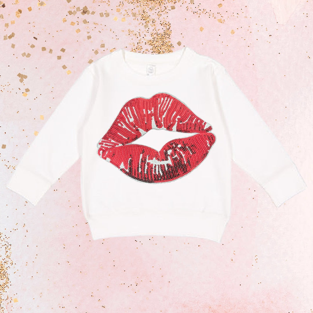 White"Lips" Patch Sweatshirt