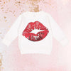 White"Lips" Patch Sweatshirt