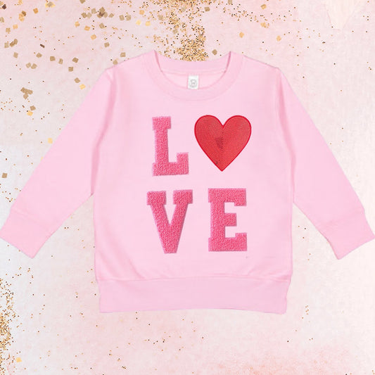 Pink "Love" Patch Sweatshirt