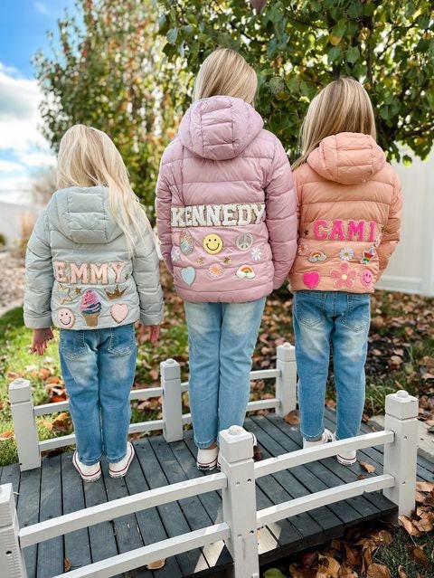 Chenille Patch Jacket | Chenille Letter Jacket |  | Toddler Girl Custom Jacket | Personalized Puffer Jacket | Puffer for Girls | Name Jacket