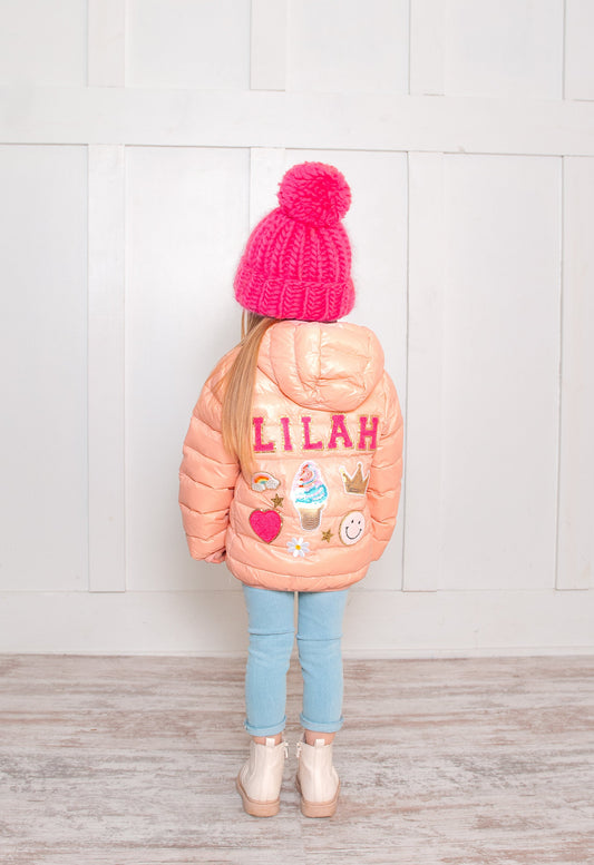 Girls Letter Jacket | Name Jacket for Girls | Toddler Custom Jacket | Personalized Puffer Jacket | Girls Custom Jacket | Girls Puffer Jacket