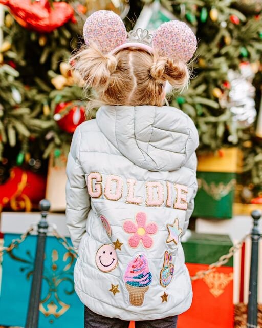 Girls Letter Patch Puffer Jacket | Name Patch Jacket | Toddler Girls Custom Jacket | Personalized Puffer Jacket, Girls Custom Jacket,