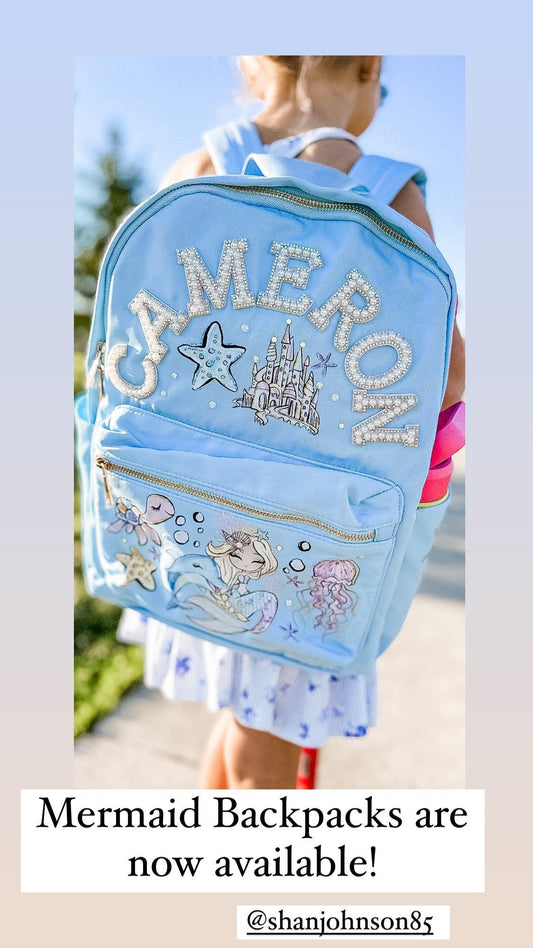 Personalized Backpack, Name Backpack, Back to School School, Backpack Customizable Backpack, Patch Backpack, Mermaid Backpack,Nylon Backpack