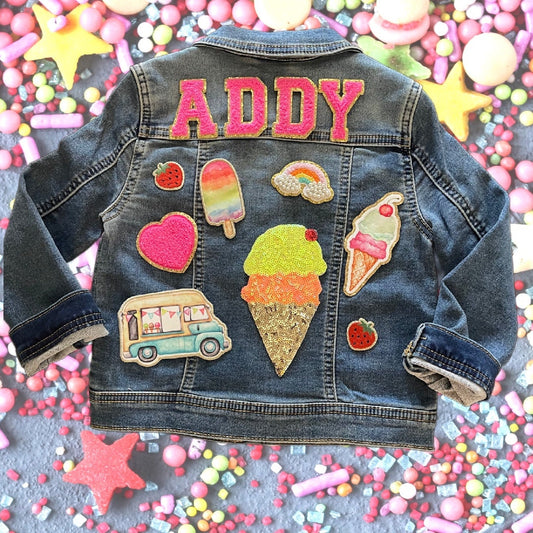 Name Patch Jacket  | Letter Patch Jean Jacket |  Personalized Jean Jacket | Toddler Girls Custom Jean Jacket | Girls Custom Denim Jacket