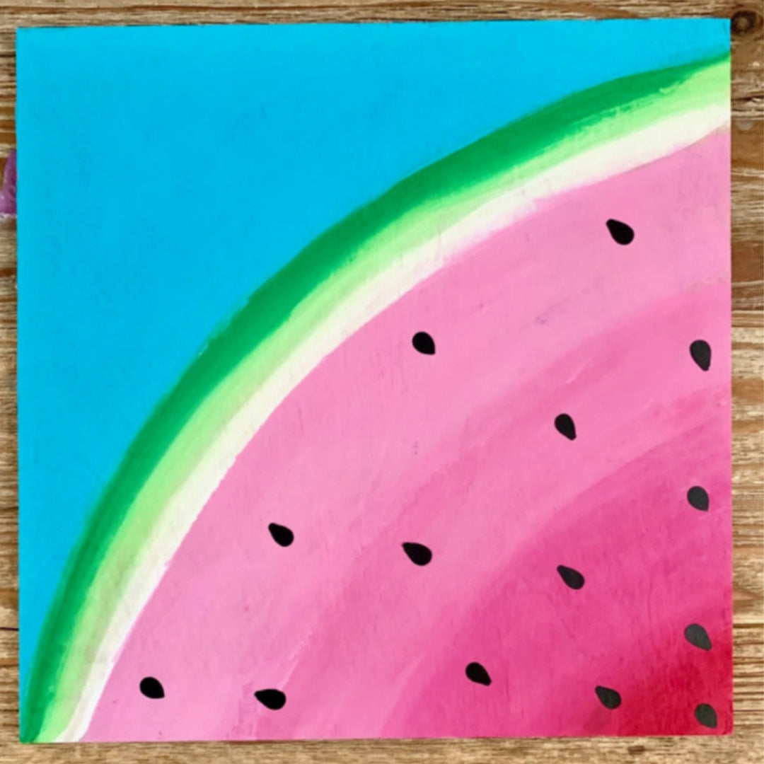 Watermelon Painting on Wood Board- Kit for Kids - Create Art, Party IN A BOX