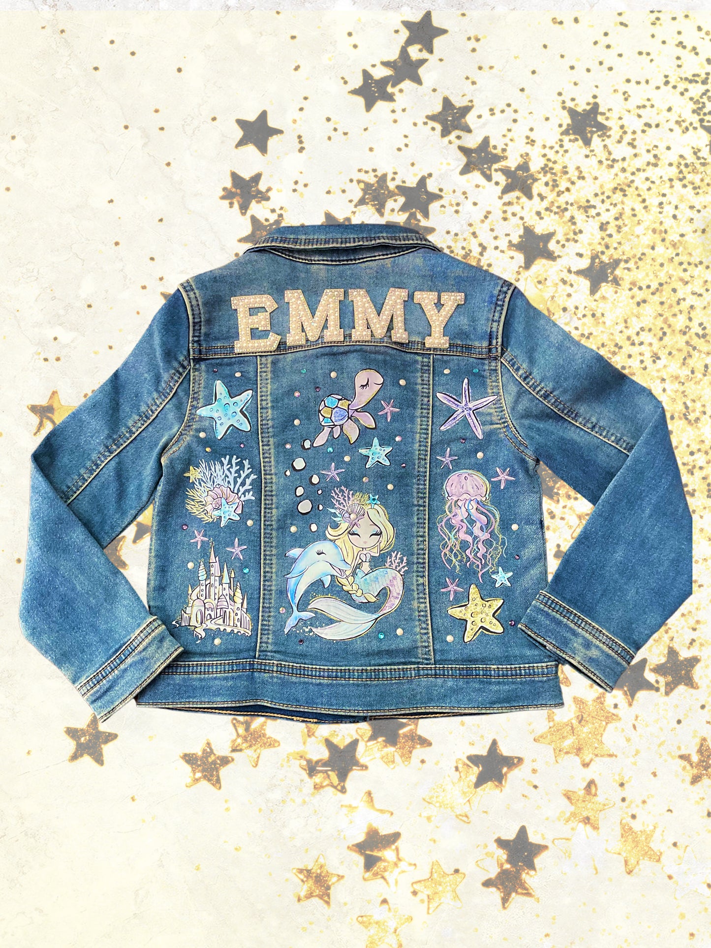 Toddler Graphic Denim Jacket-Mermaid