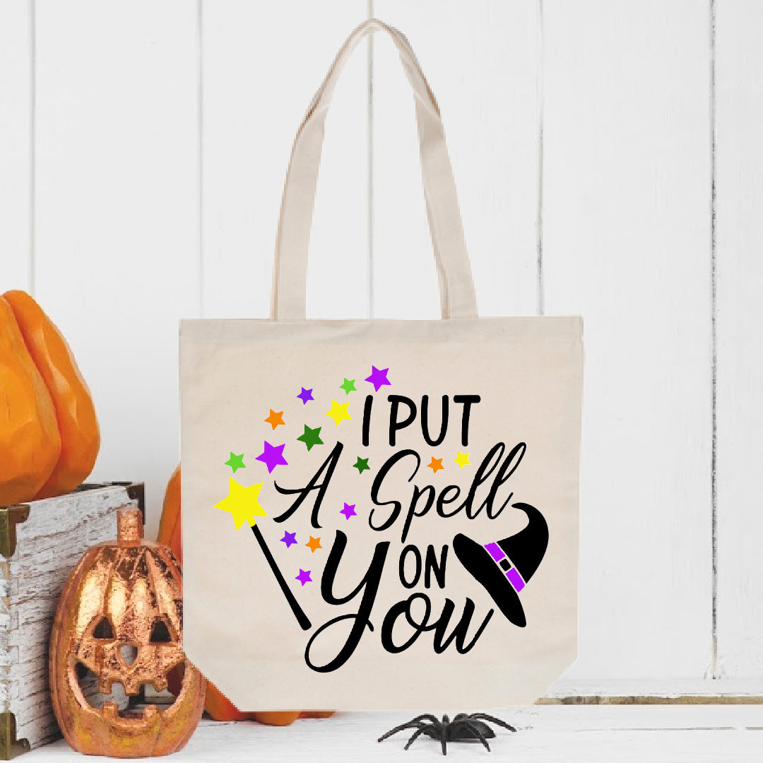 DIY Personalized Halloween Stencil Tote Bag- Natural Canvas