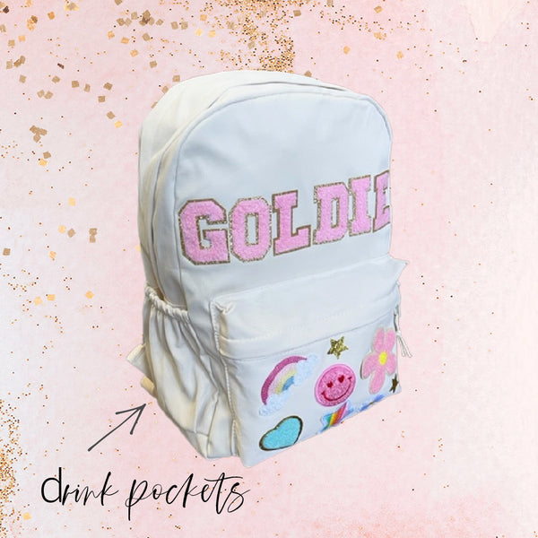 Pink Backpack with Patches - Create Art, Party IN A BOX