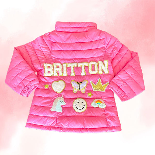 Green-Personalized Puffer Jacket with Chenille Patches - Create