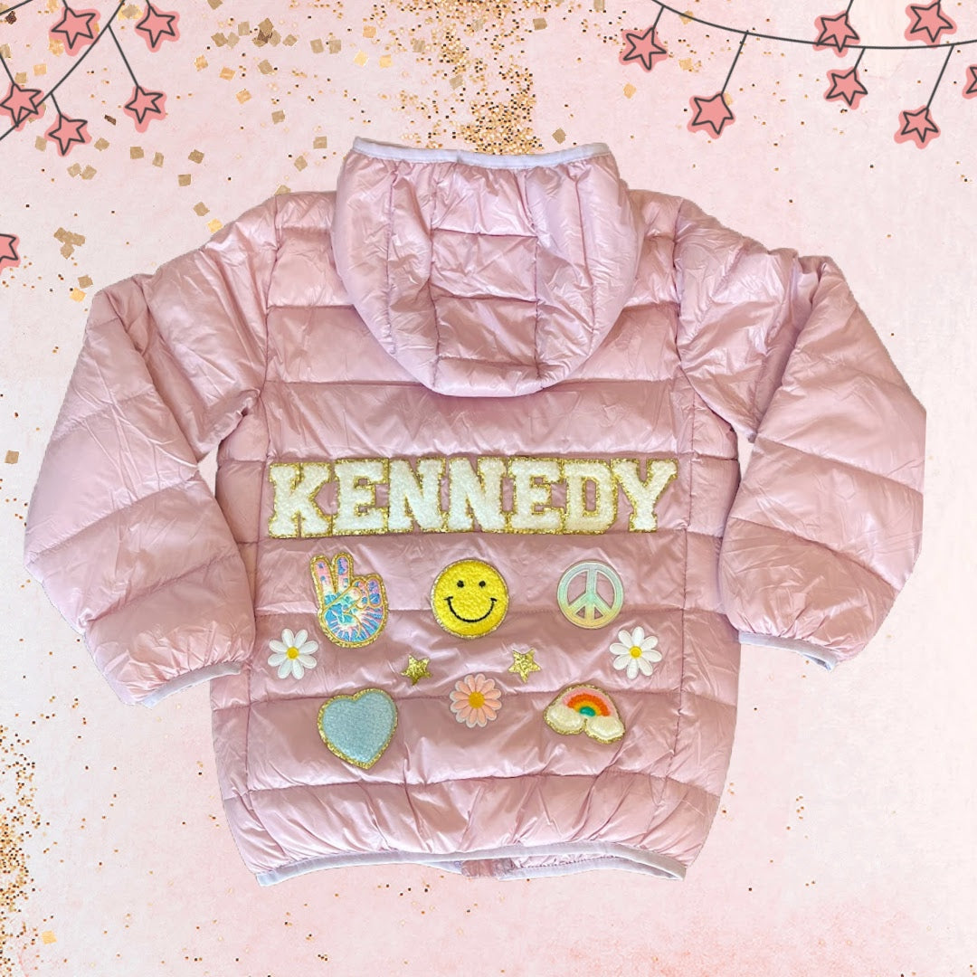 Lavender-Patch Puffer Jacket