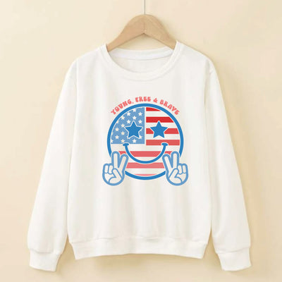 Big Kids 4th of July Pullover-White