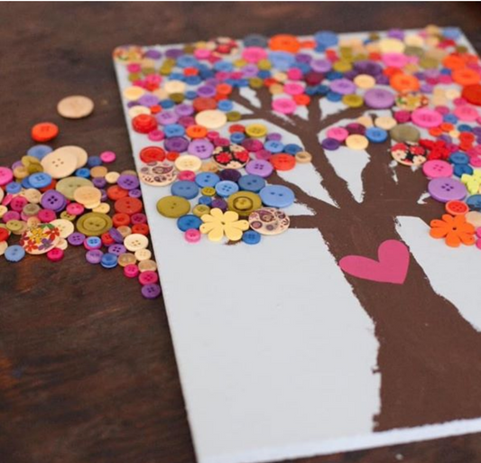 Wood Canvas-Tree with Buttons