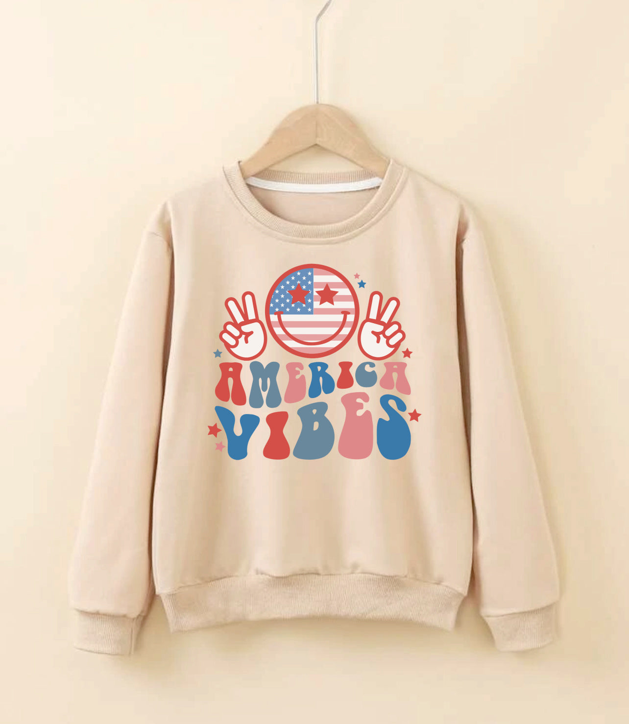 Big Kids 4th of July Pullover- Apricot