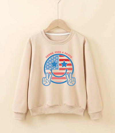 Big Kids 4th of July Pullover- Apricot