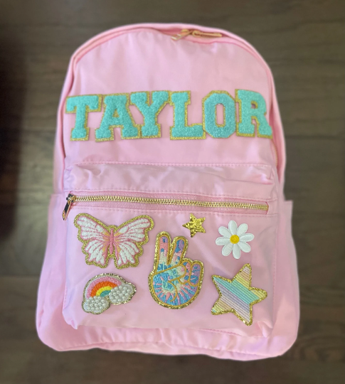 Pink Backpack with Patches - Create Art, Party IN A BOX